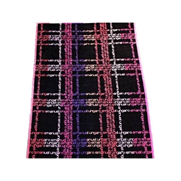EMANUEL UNGARO Paris BATH or BEACH Club Towel BLACK Multi Logo  VELVET Soft - Picture 1 of 1